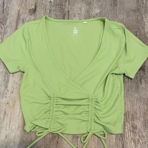 Neon green Pacsun MeToWe cinch side croptop.